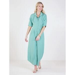 NWT Emily McCarthy Wasabi Green Georgia Shirt Dress Maxi Women's size Small